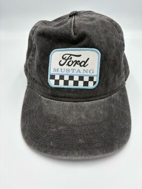 Adult Ford Mustang Patch Hat - Charcoal Dye Washed